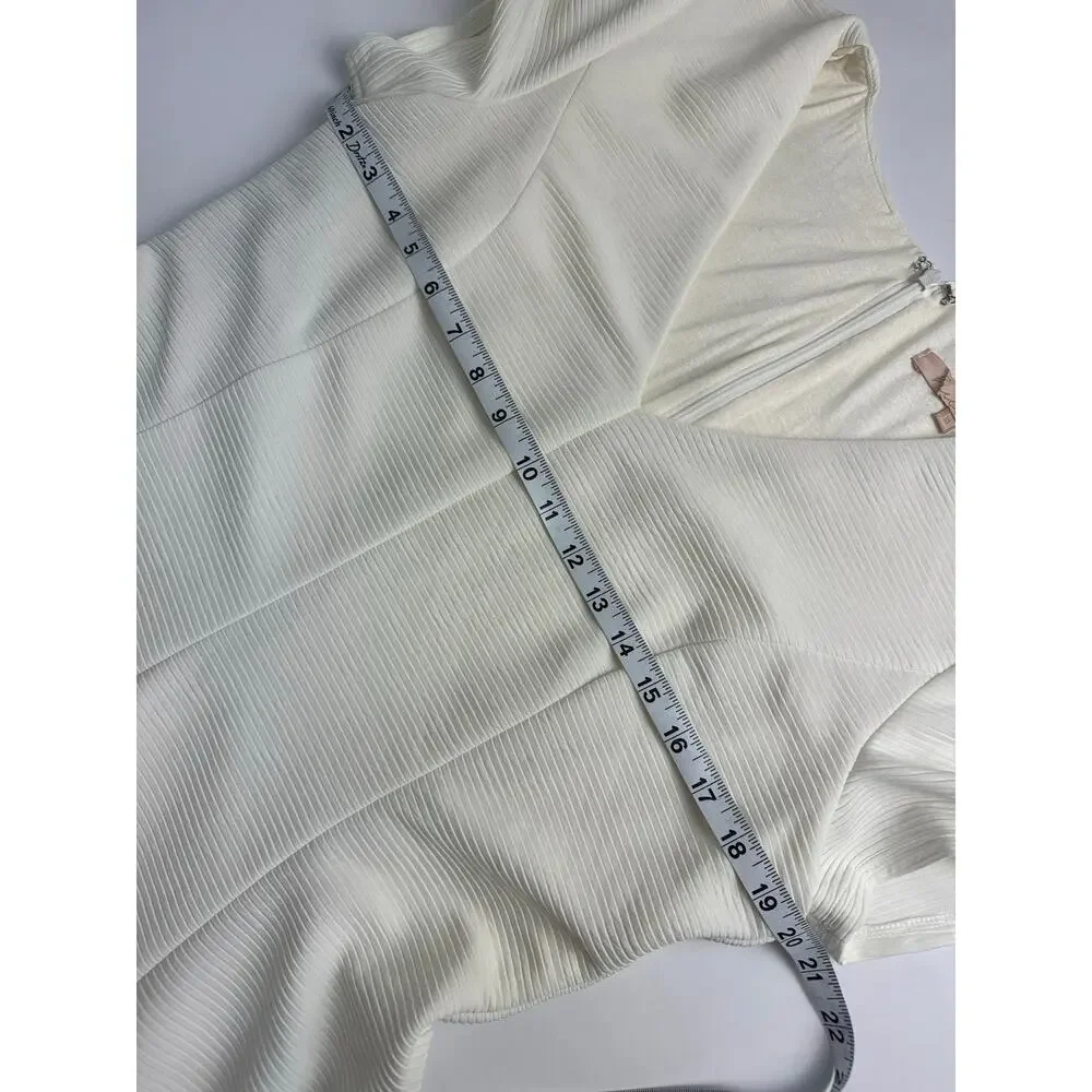 Hutch Anthropologie White Ribbed Fit & Flare Dress XL Clean Girl Minimalist - Picture 6 of 9